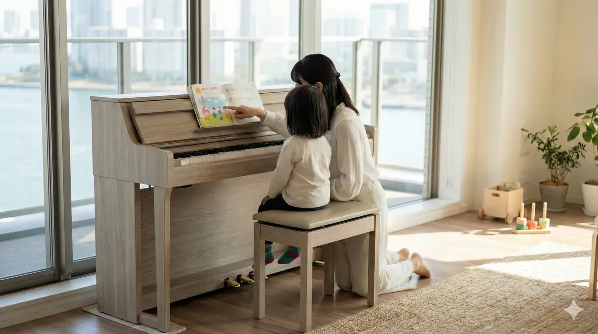 晴海エリアの子供のピアノレッスン風景