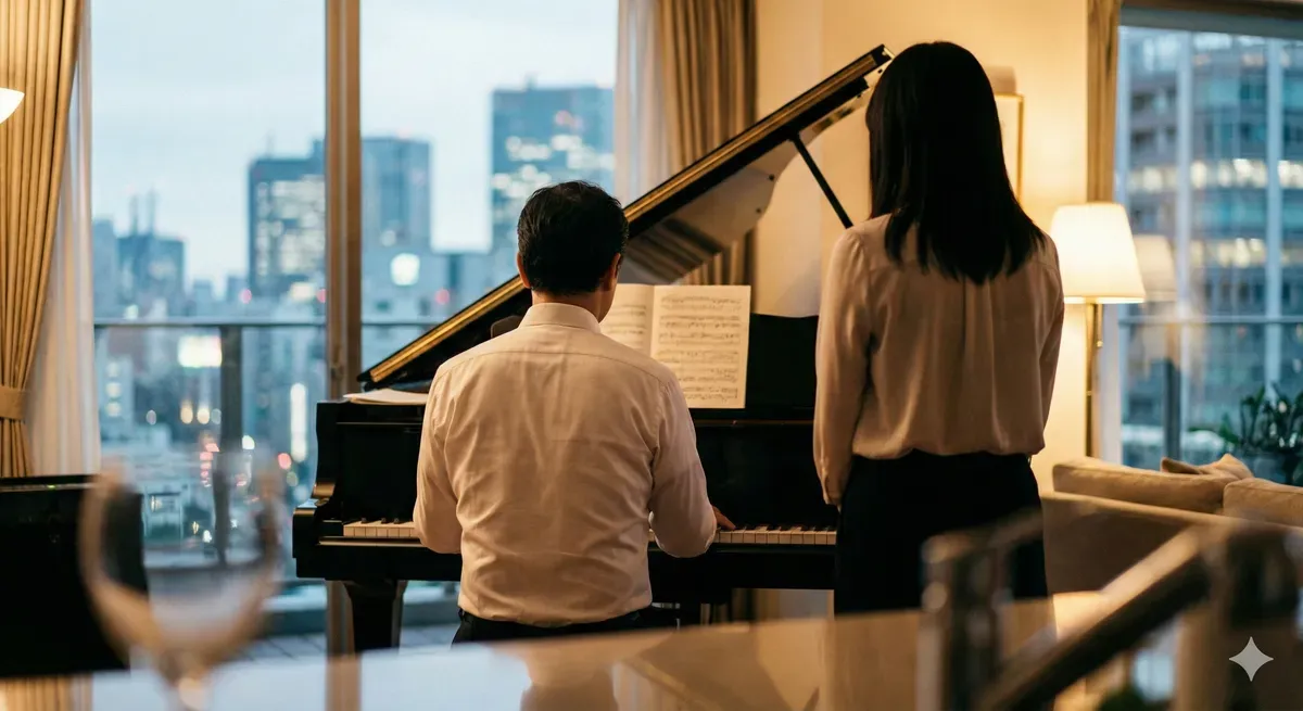 人形町での大人のピアノレッスン風景