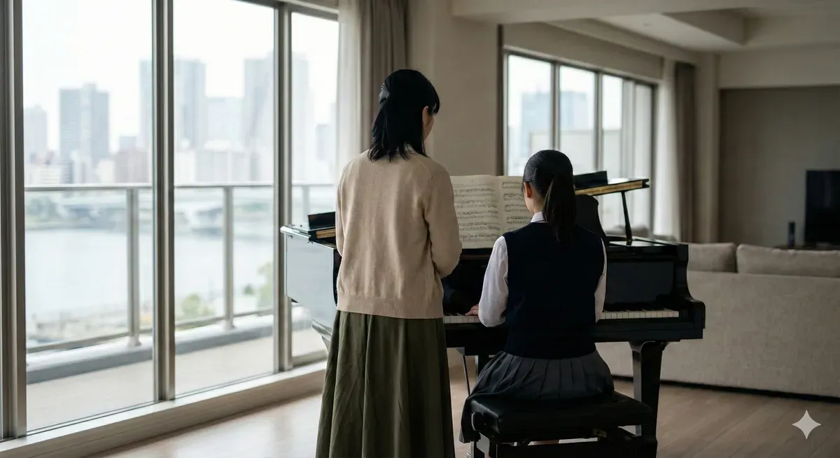 豊洲エリアでの子供のピアノレッスン風景